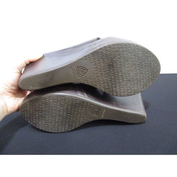 Attilio Giusti Leombruni Brown Leather Slide Wedge Comfy Heels Sz 39.5 EU/8.5 US - Picture 8 of 10